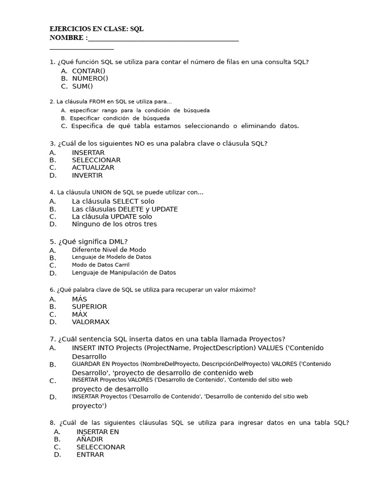 Ejercicios de SQL para Principiantes | PDF | SQL | Diseño de software