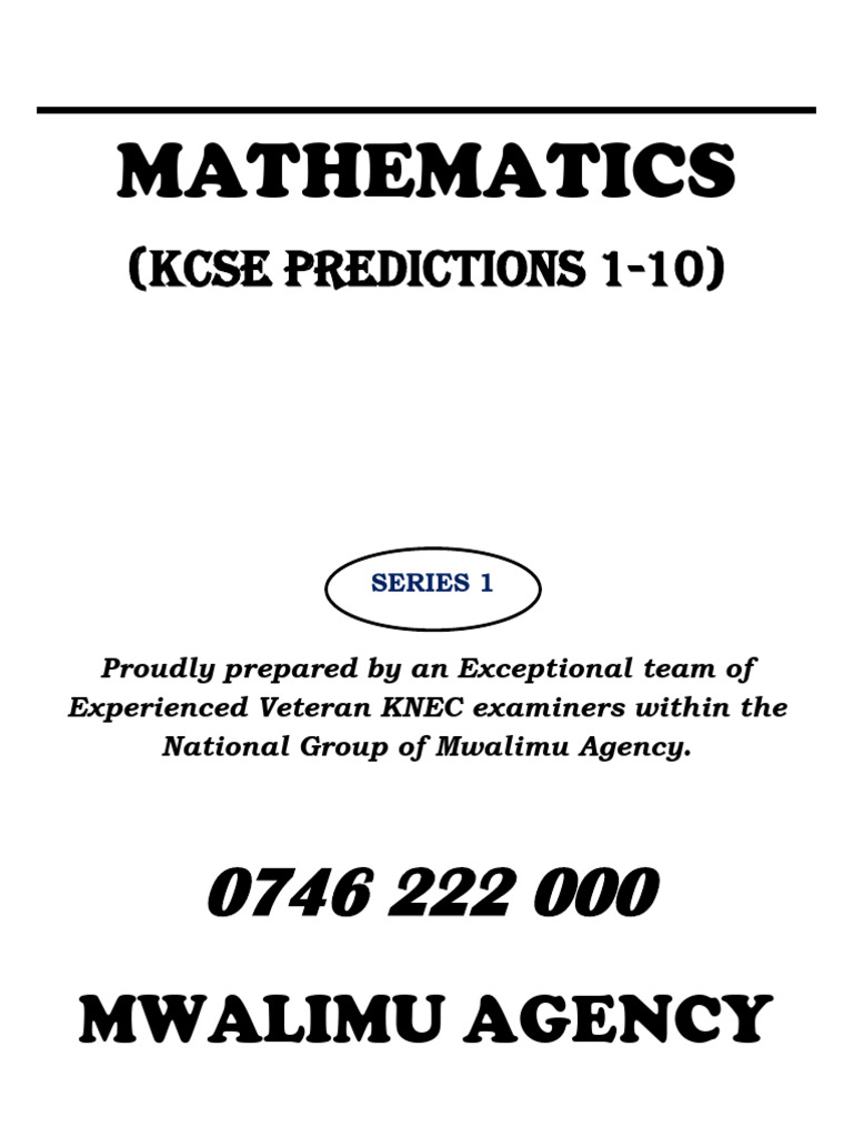KCSE Mathematics Prediction Paper 1 | PDF | Mathematics