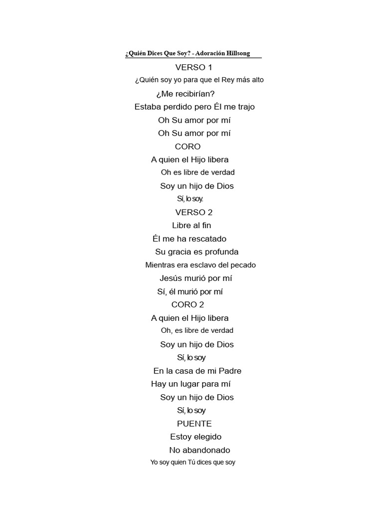 Océanos ¿Quién dices que soy? letra de la canción | PDF