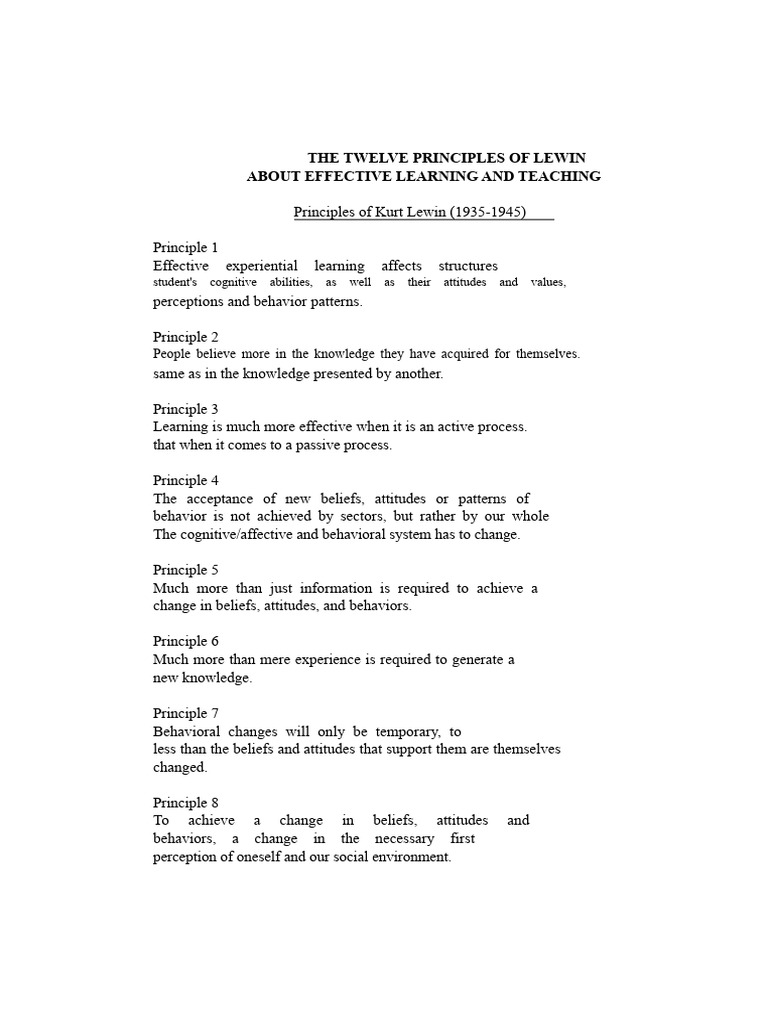 the_twelve_principles_of_lewin.pdf | PDF | Attitude (Psychology ...
