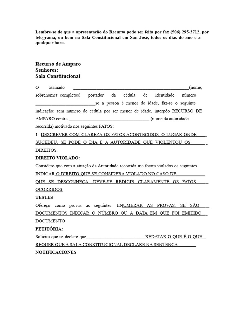 Como Interpor Recurso de Amparo | PDF