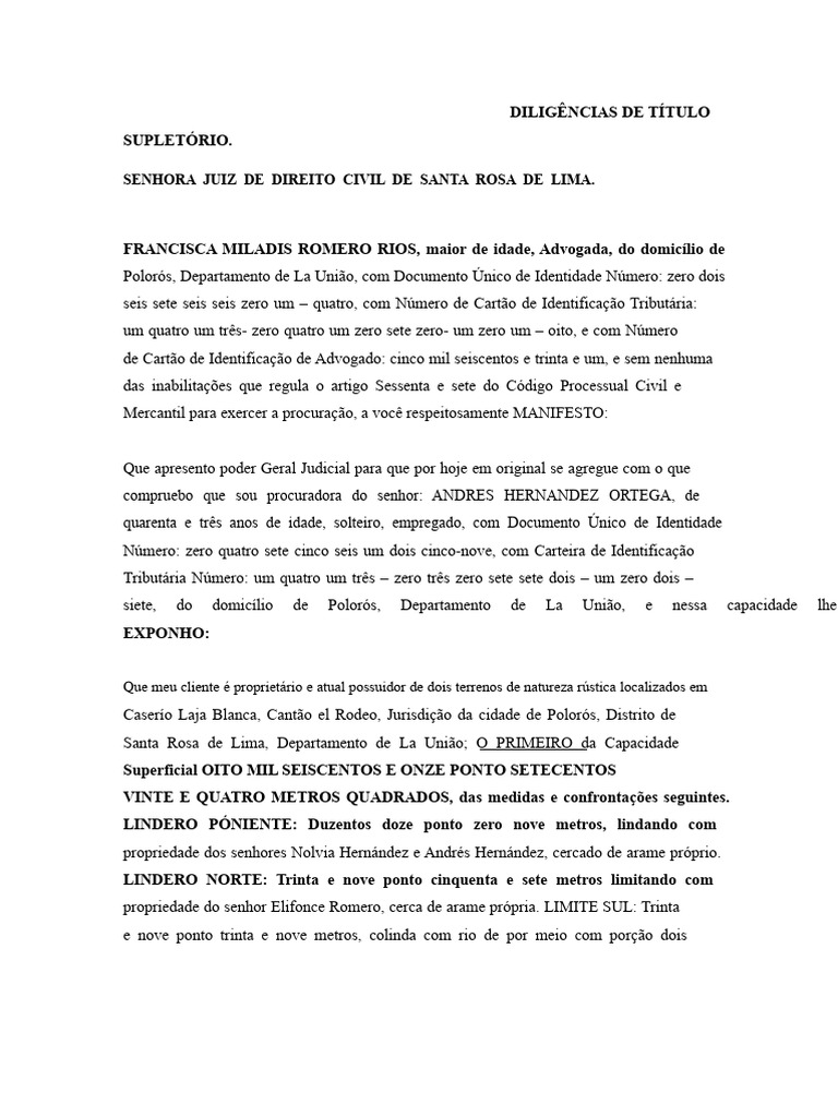 Diligências de Título Supletório em Polorós | PDF | Advogado | Justiça
