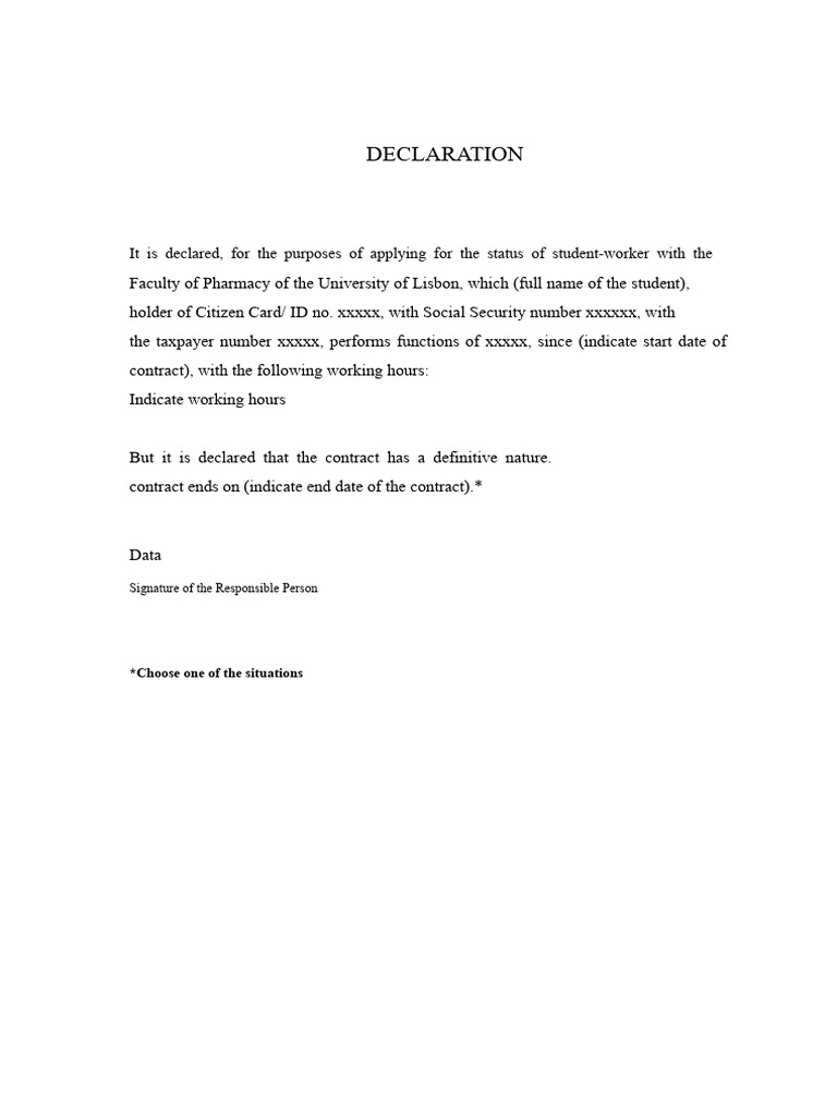 Student-Worker Declaration Form | PDF