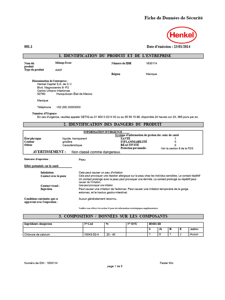 Fiche de Données de Sécurité Fester Mix | PDF | Transport | Toxicologie