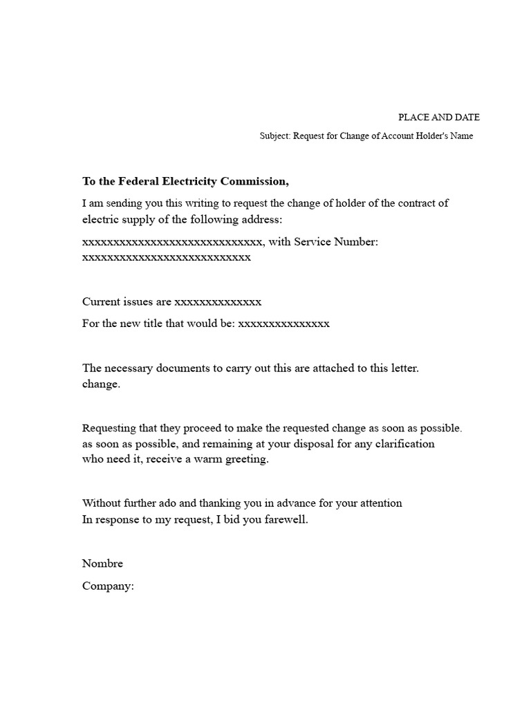 Model of Request Letter For Name Change CFE | PDF
