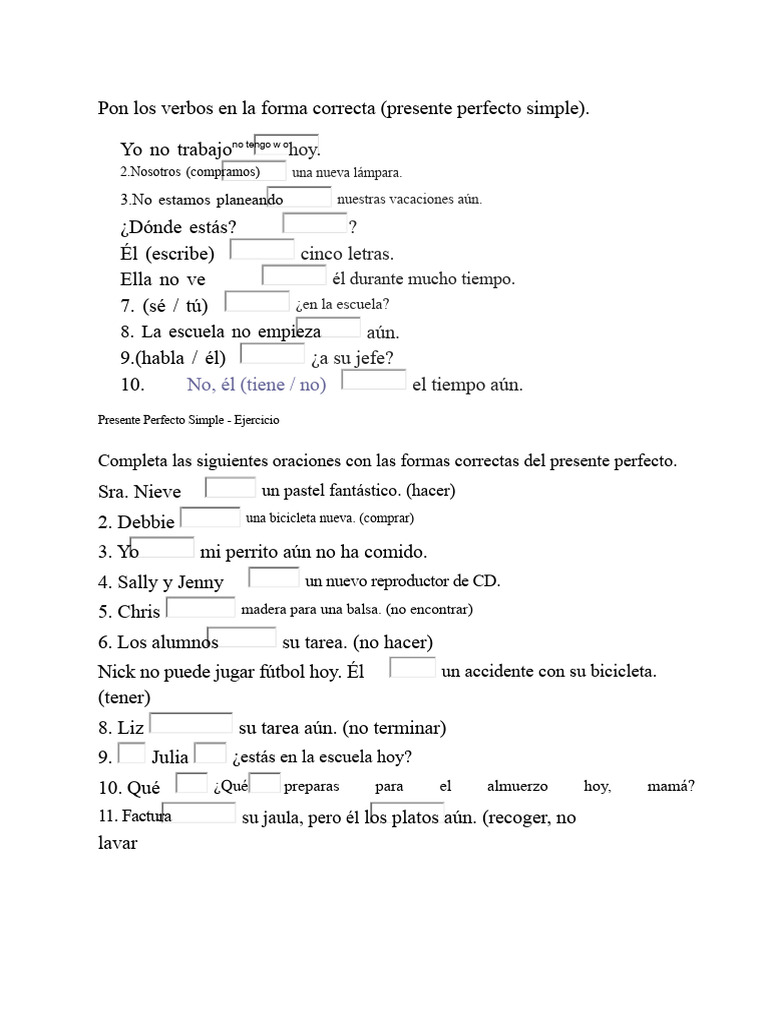 Presente Perfecto Simple o Continuo | PDF