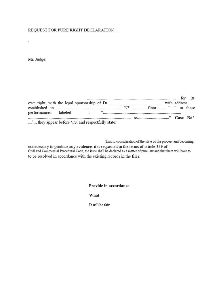 Request For Pure Legal Declaration | PDF | Trials | Evidence