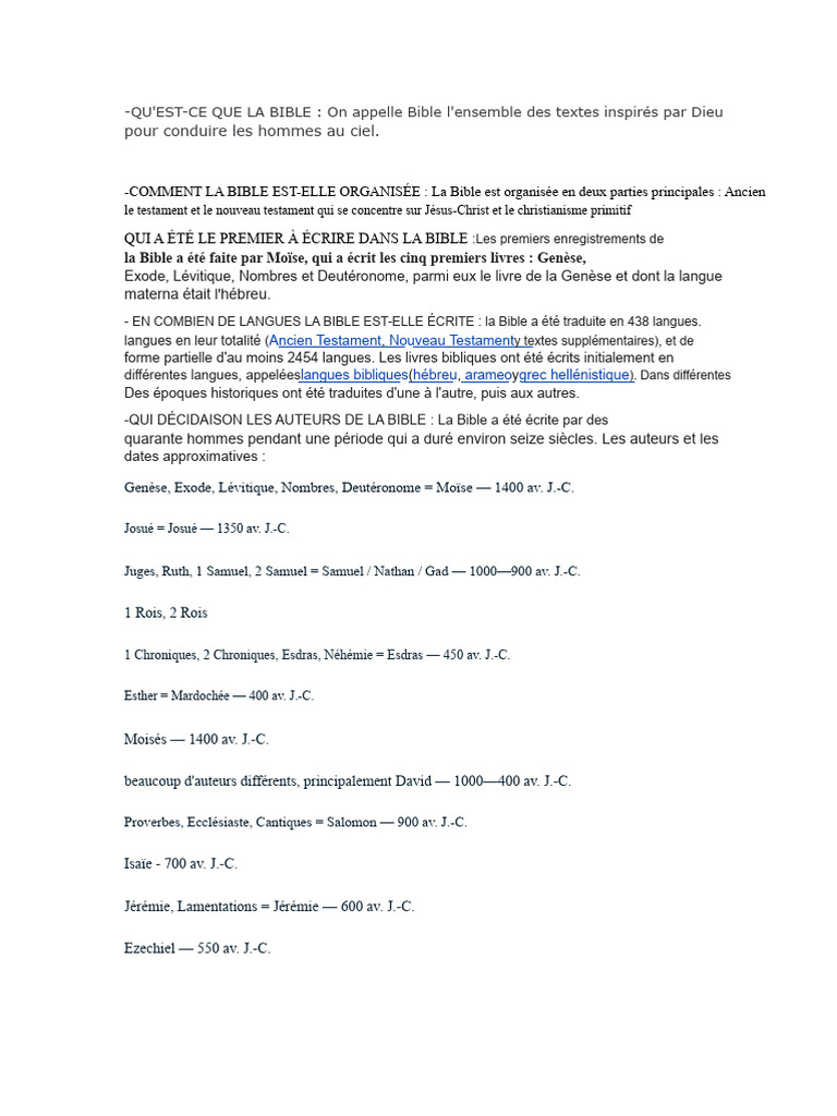 Comprendre la Bible et ses auteurs | PDF | Bible | Livre de l'Exode