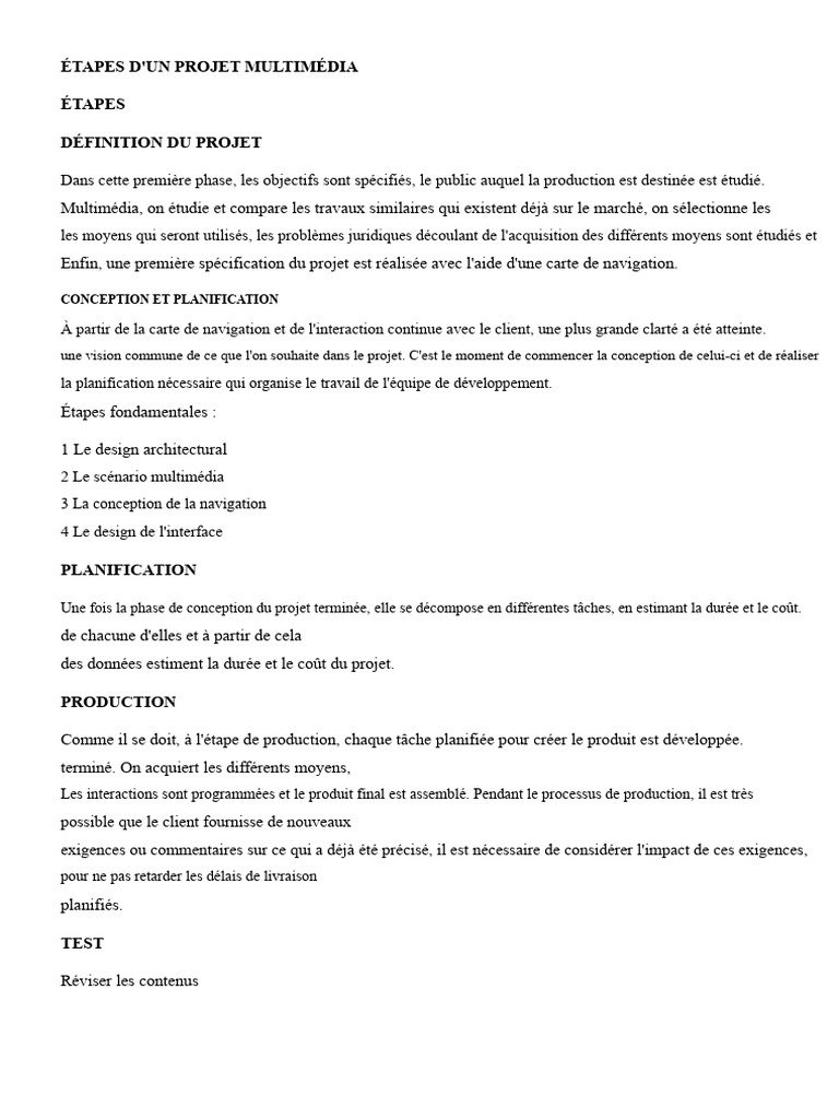 Étapes clés d'un projet multimédia | PDF | Business | Planification