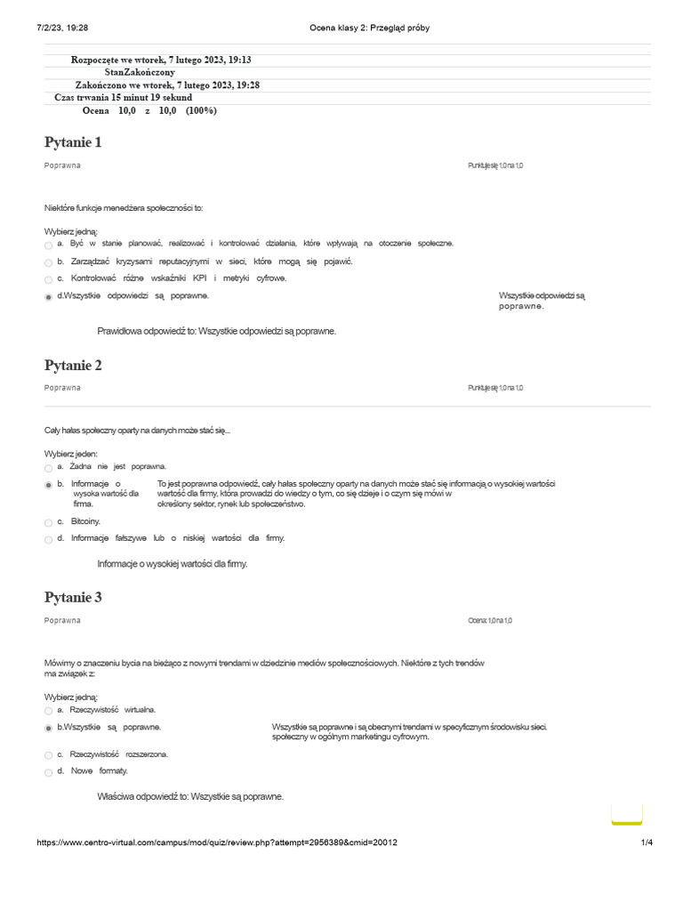 Ocena Klasa 2 - Przegląd Próby | PDF