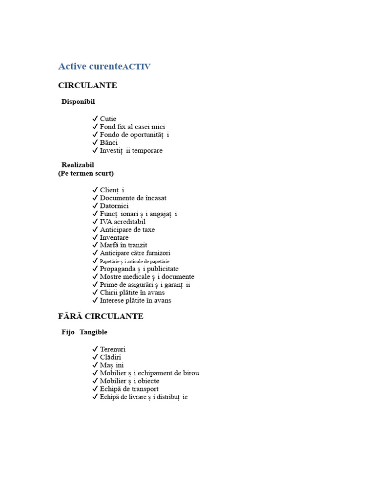 Clasificarea Activului | PDF