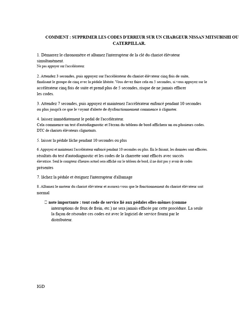 Effacer Codes Erreur Chariot Élévateur | PDF
