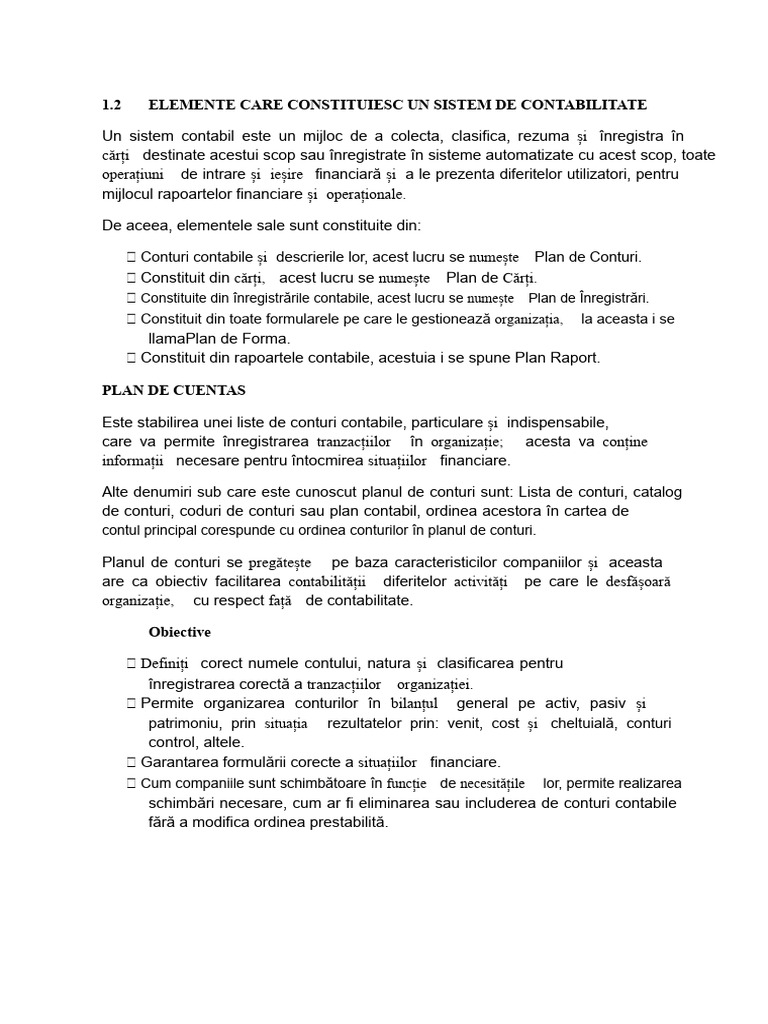 Elemente Care Contribuie La Un Sistem de Contabilitate | PDF