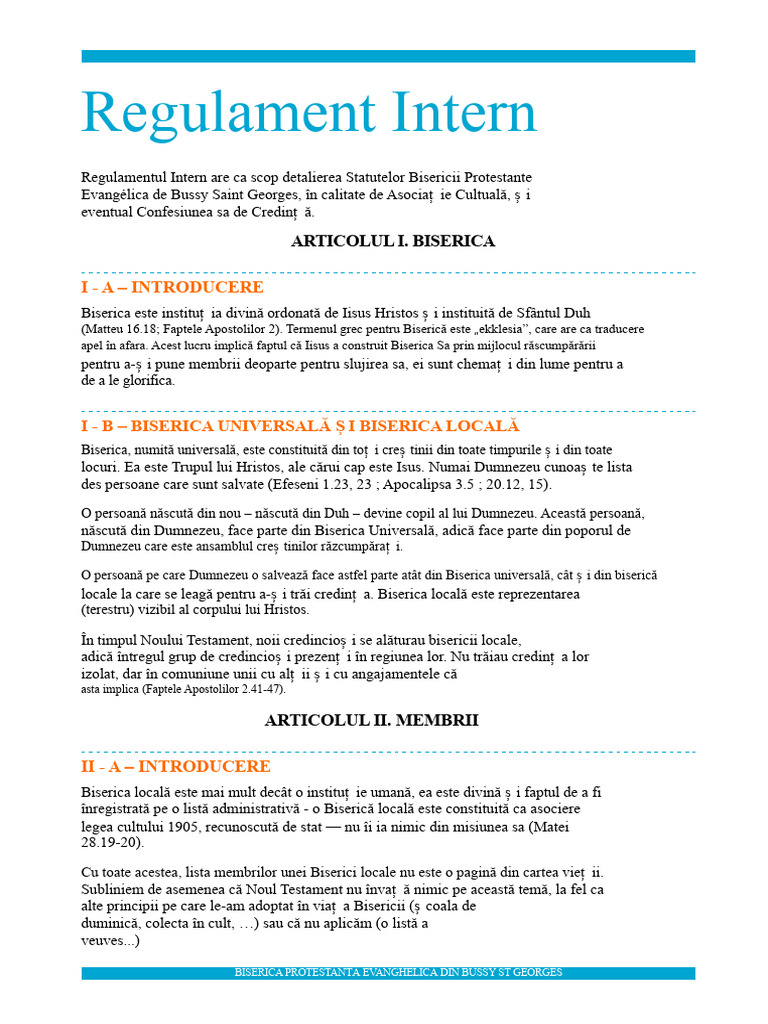 Regulament Intern | PDF
