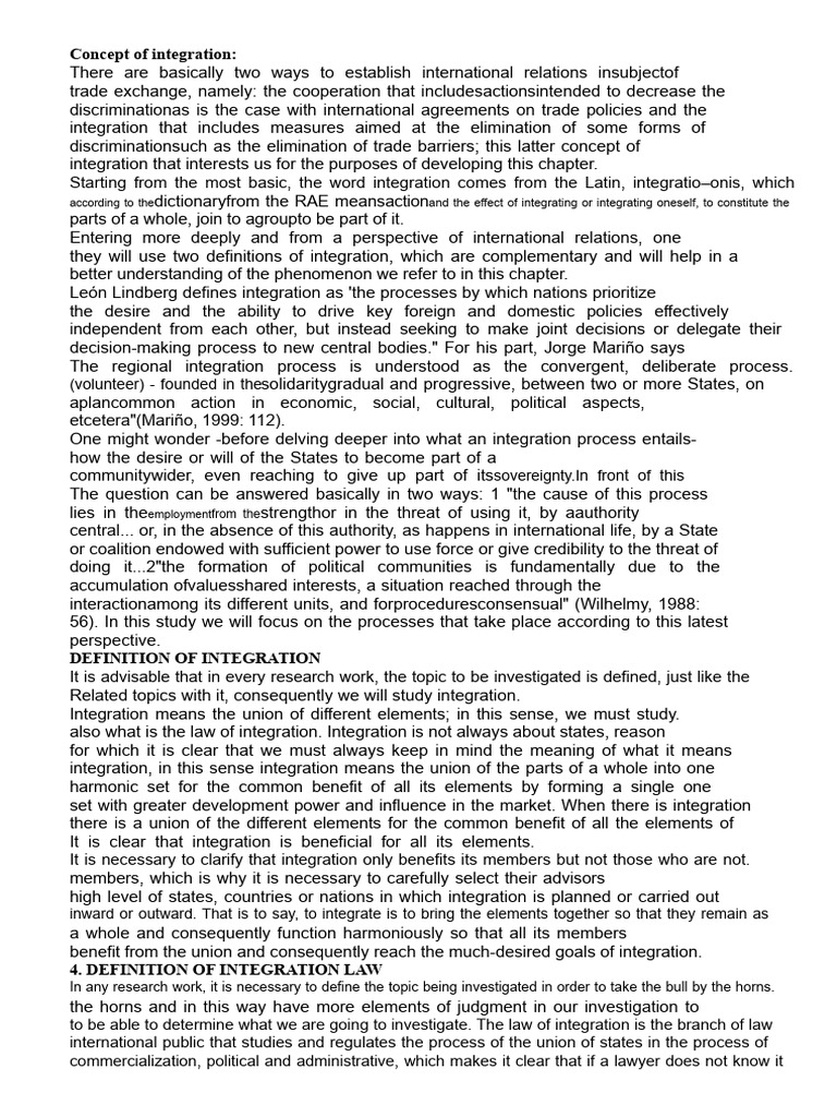 Understanding International Integration Concepts | PDF | Economic ...
