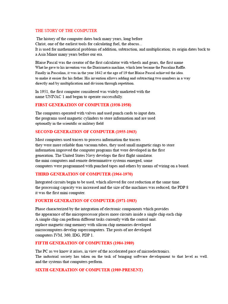 History of Computer Generations Explained | PDF | Integrated Circuit ...