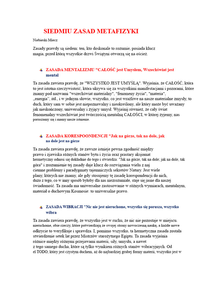 Siedem Zasad Metafizyki | PDF