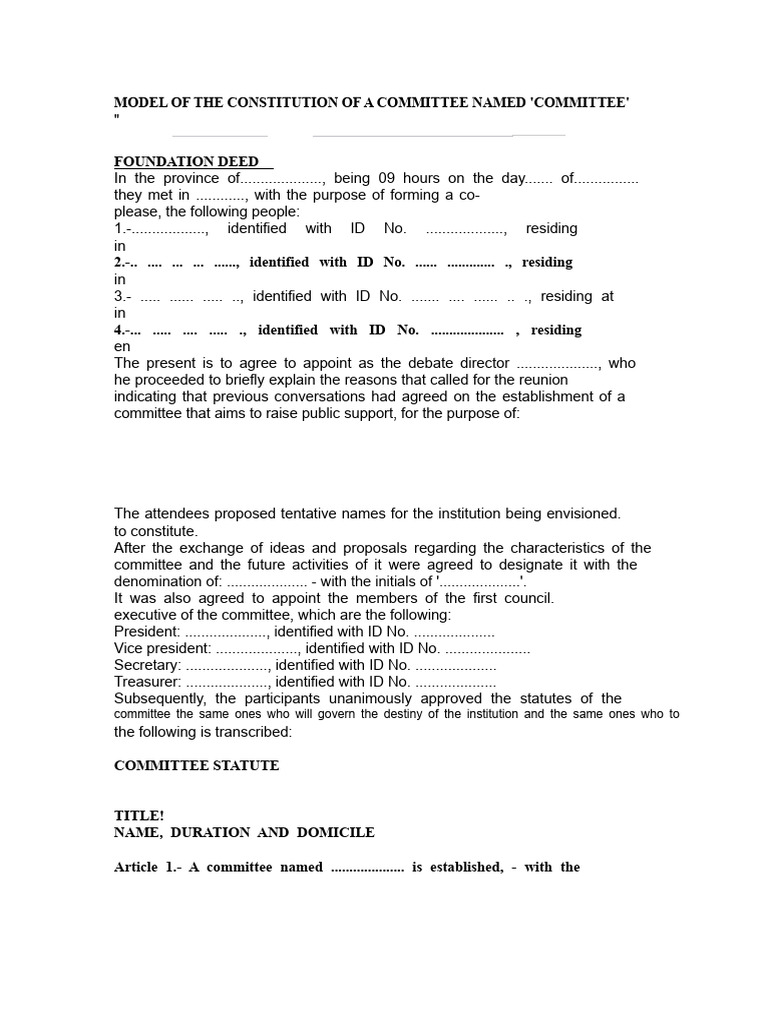 Constitution Model for a Committee | PDF | United Nations General ...