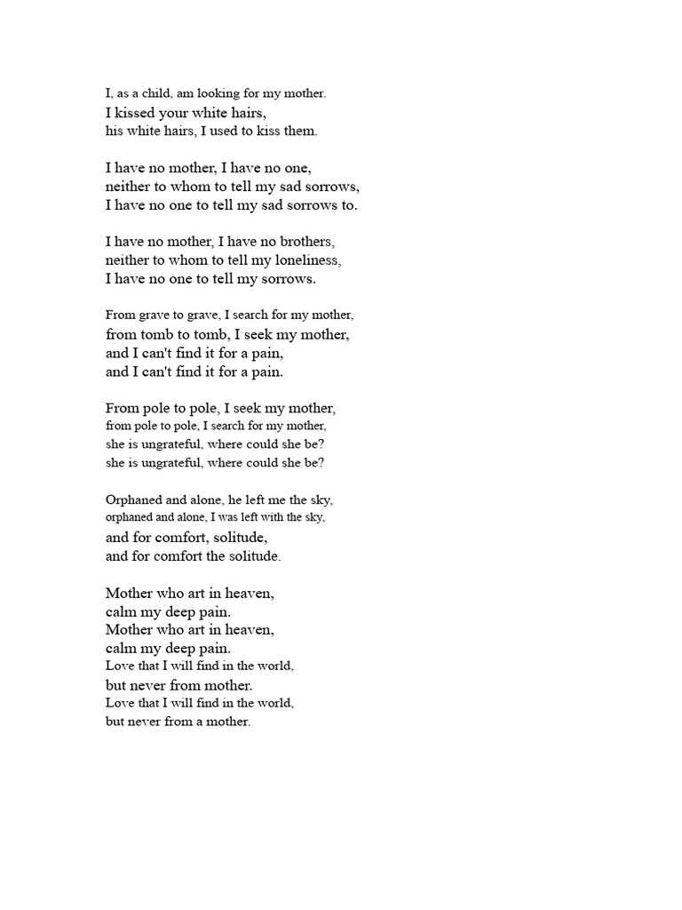 Searching for My Mother: A Poignant Reflection | PDF