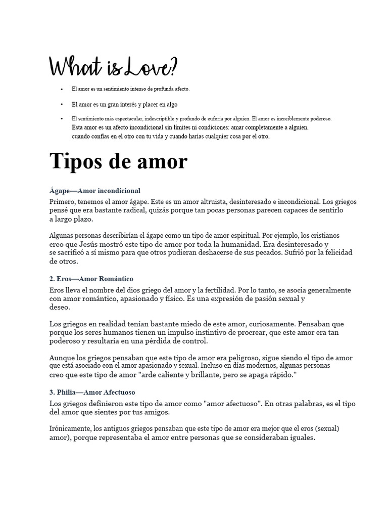 El Amor Es Un Sentimiento Intenso de Profunda Afecto. | PDF | Amor ...
