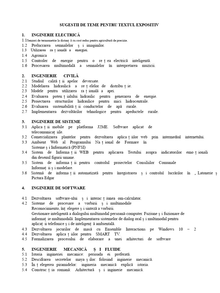 Sugestii de Teme Pentru Textul Expositiv | PDF