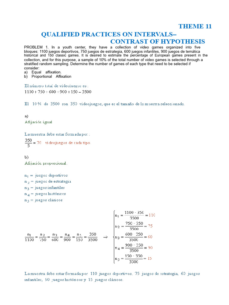 Sampling and Statistical Analysis Problems | PDF | Statistical ...