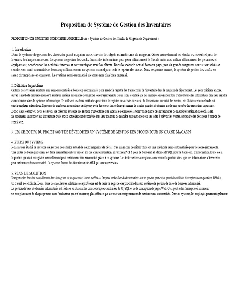 Système de Gestion des Stocks Automatisé | PDF | Inventaire | Bases de ...