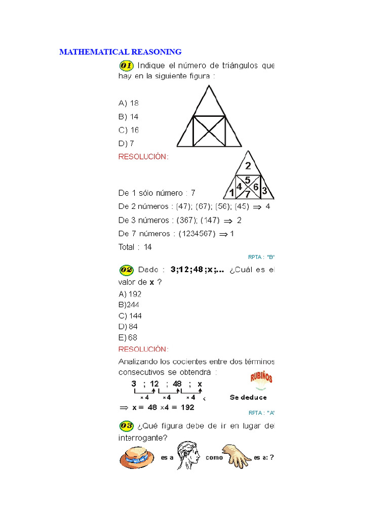 Mathematical Reasoning Exercises and Solutions | PDF | Mathematics