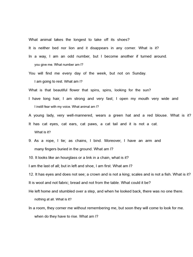 Riddles and Their Answers | PDF