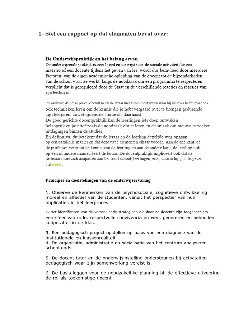 Informatie Over de Onderwijservaring | PDF