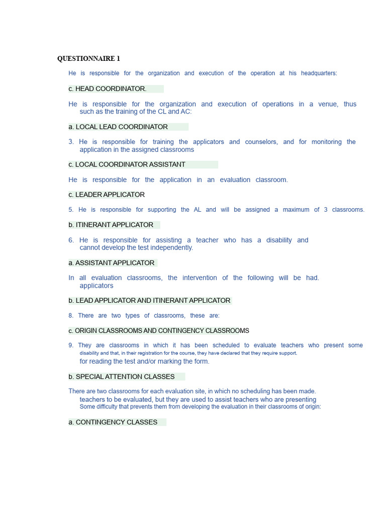 INEI QUESTIONNAIRE | PDF | Teachers