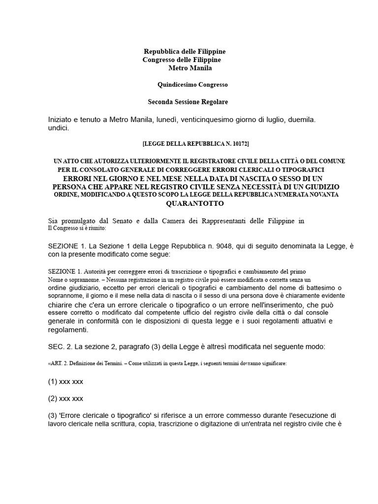 RA 10172 e Le Sue Norme Attuative | PDF