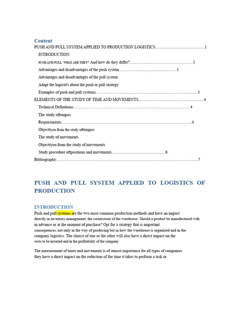 Push and Pull System Applied To Production Logistics | PDF | Warehouse ...