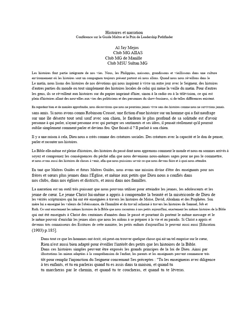 L'Art de la Narration dans l'Éducation | PDF | Dieu