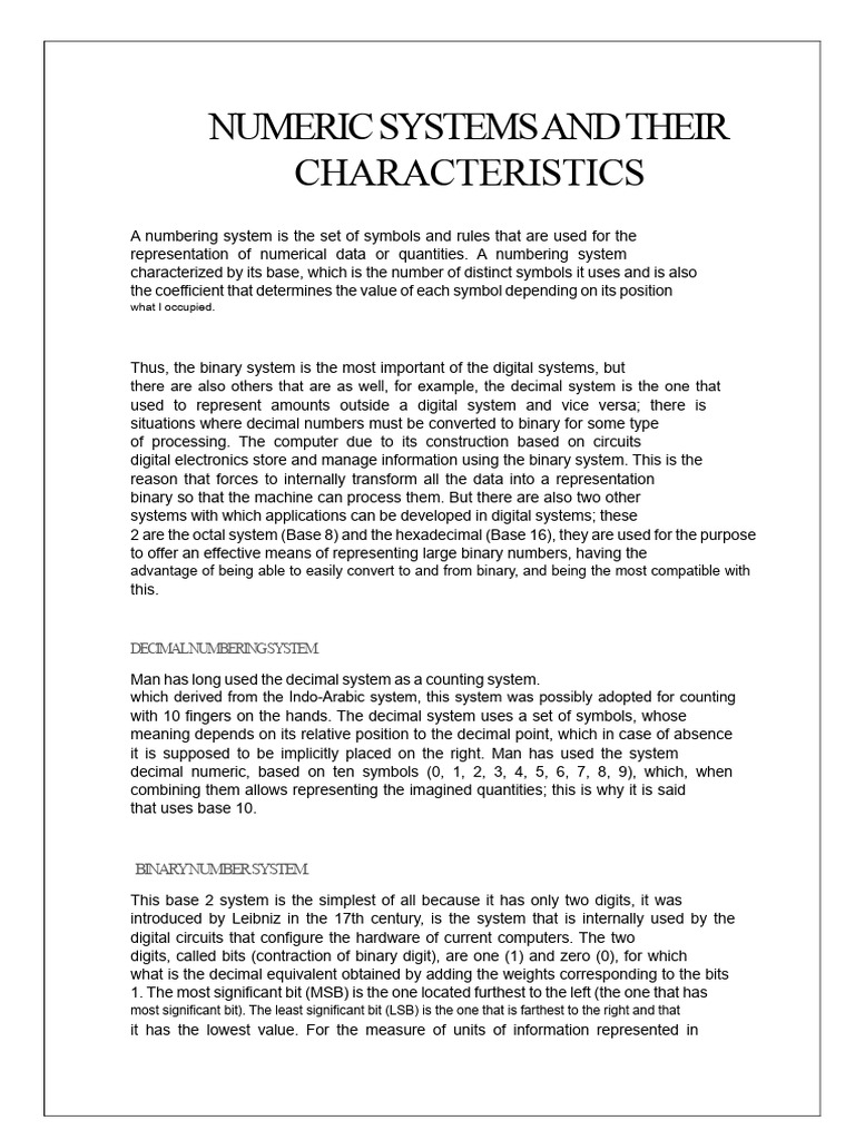 Overview of Numeric Systems and Uses | PDF | Byte | Bit