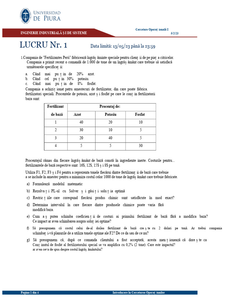 Lucru Nr. 1 - Solver | PDF