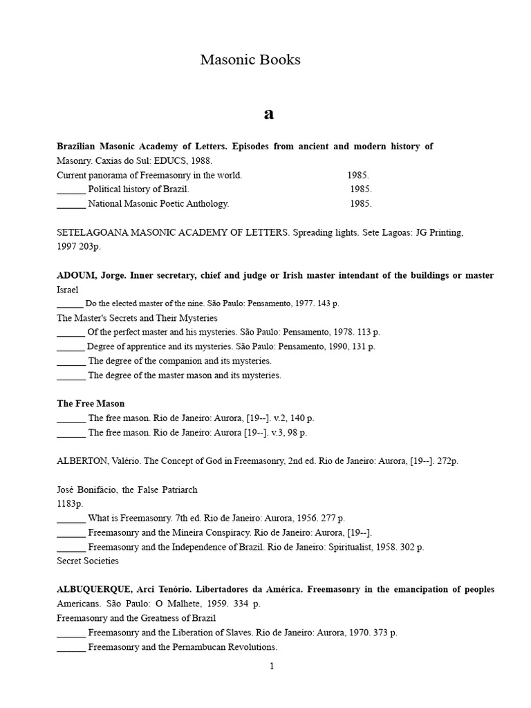 Comprehensive Guide to Masonic Literature | PDF | Freemasonry | Brazil