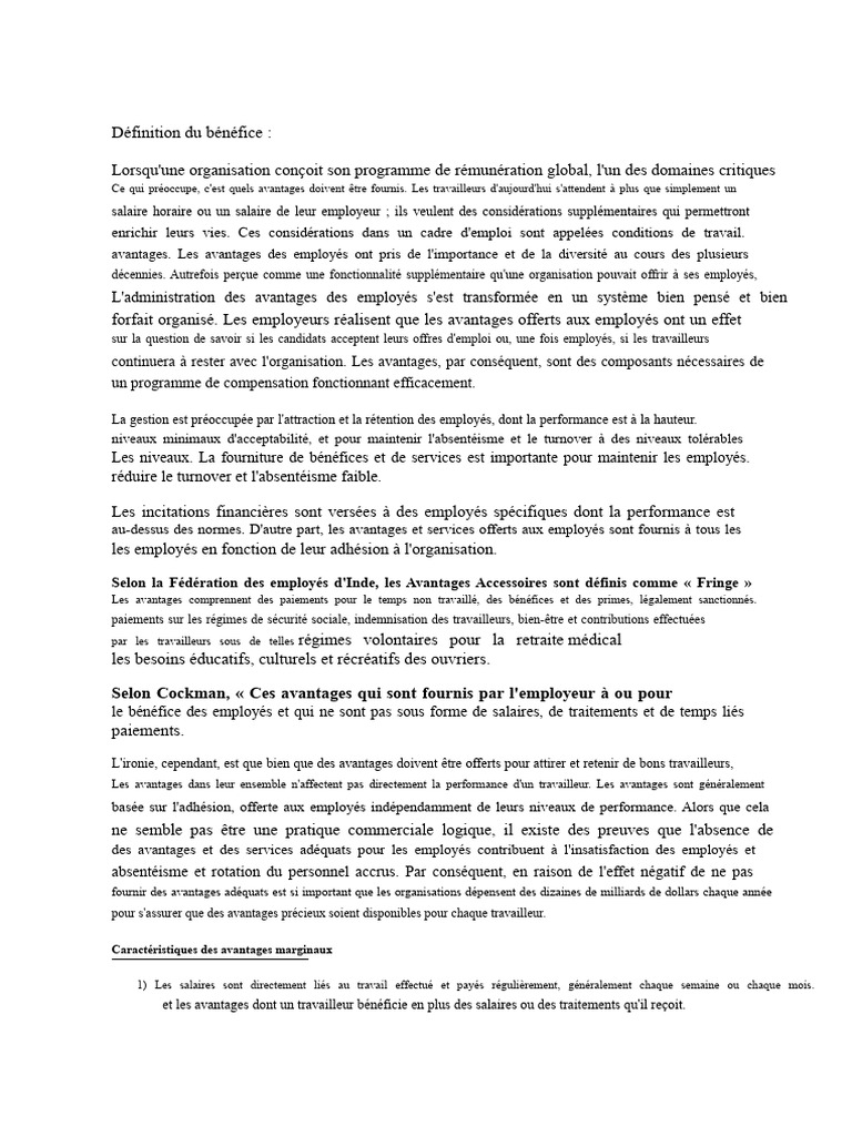 Avantages des employés : définition et types | PDF | Salaires | Retraite
