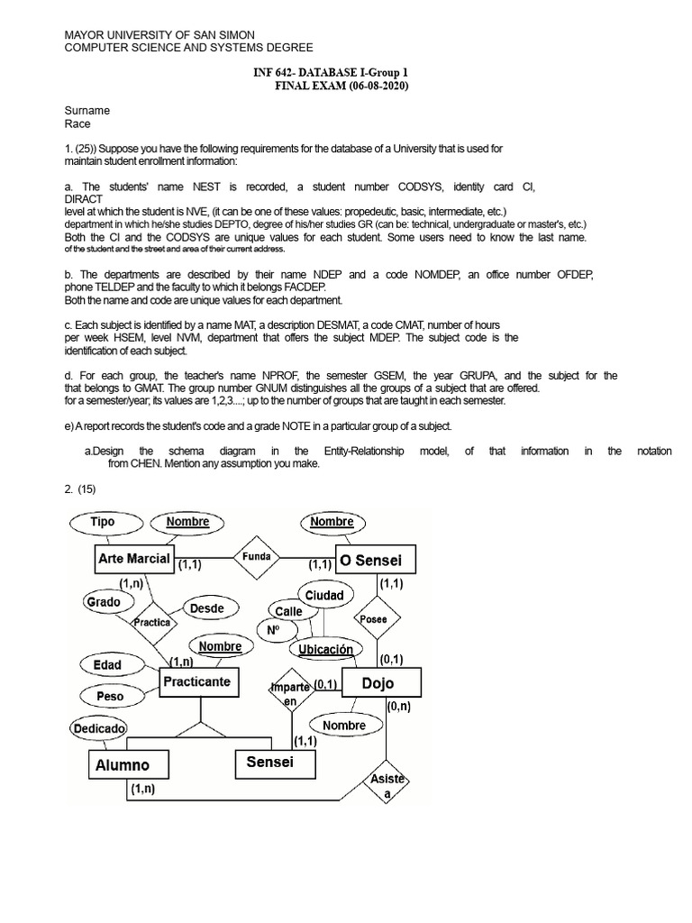 Database Design Exam for University Course | PDF | Databases ...