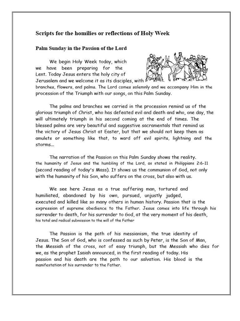 Scripts For The Reflections or Homilies of Holy Week 2012 PDF | PDF ...