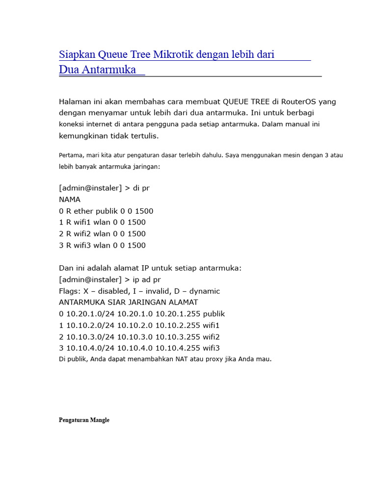 Cara Konfigurasi Queue Tree Mikrotik | PDF