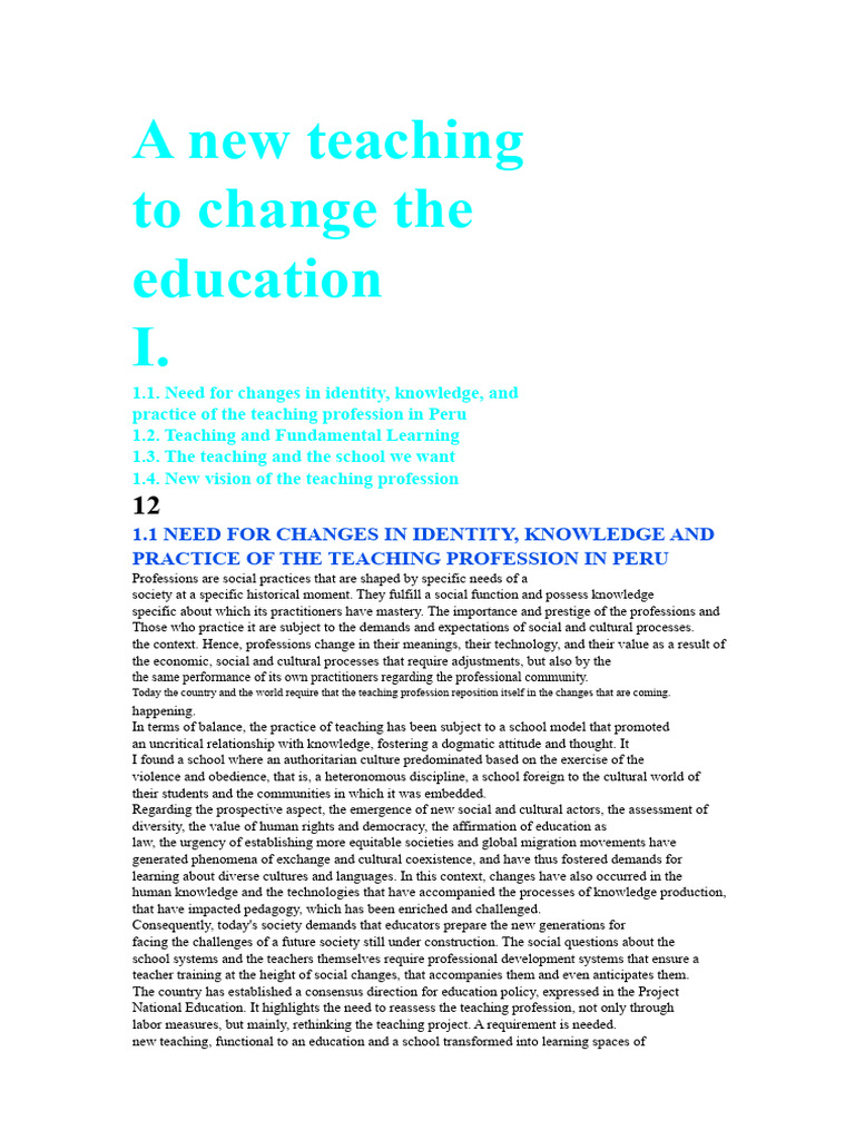 Transforming Teaching in Peru: A New Vision | PDF | Pedagogy | Teachers