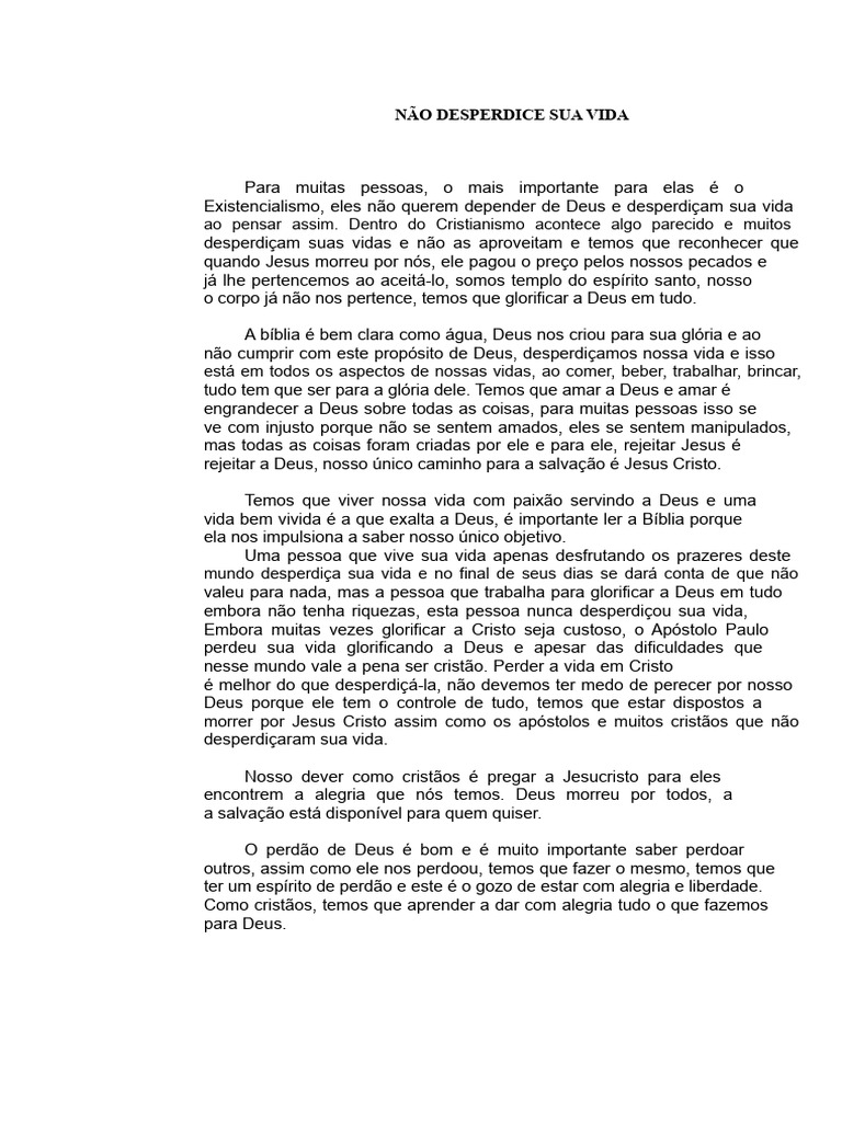 Resumo do livro "Não Desperdice Sua Vida" | PDF | Deus | Jesus
