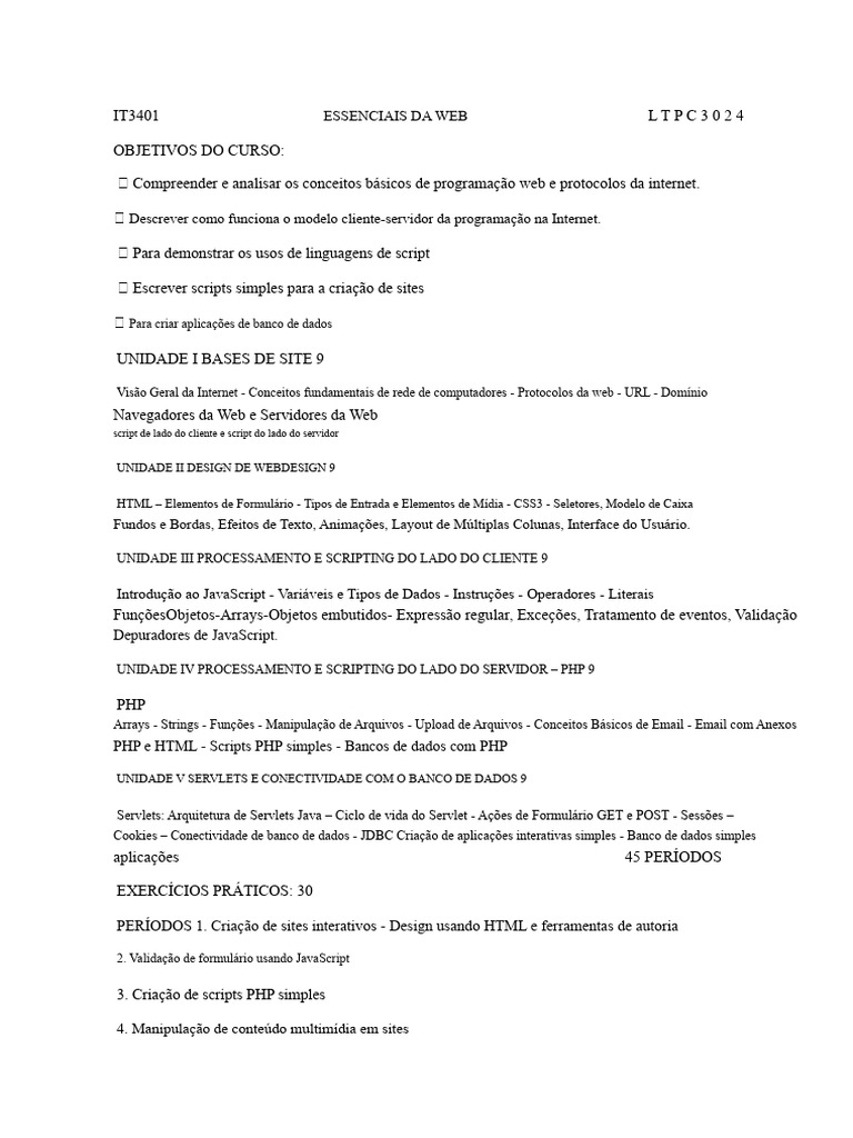Fundamentos de Programação Web e Scripting | PDF | Rede mundial de ...