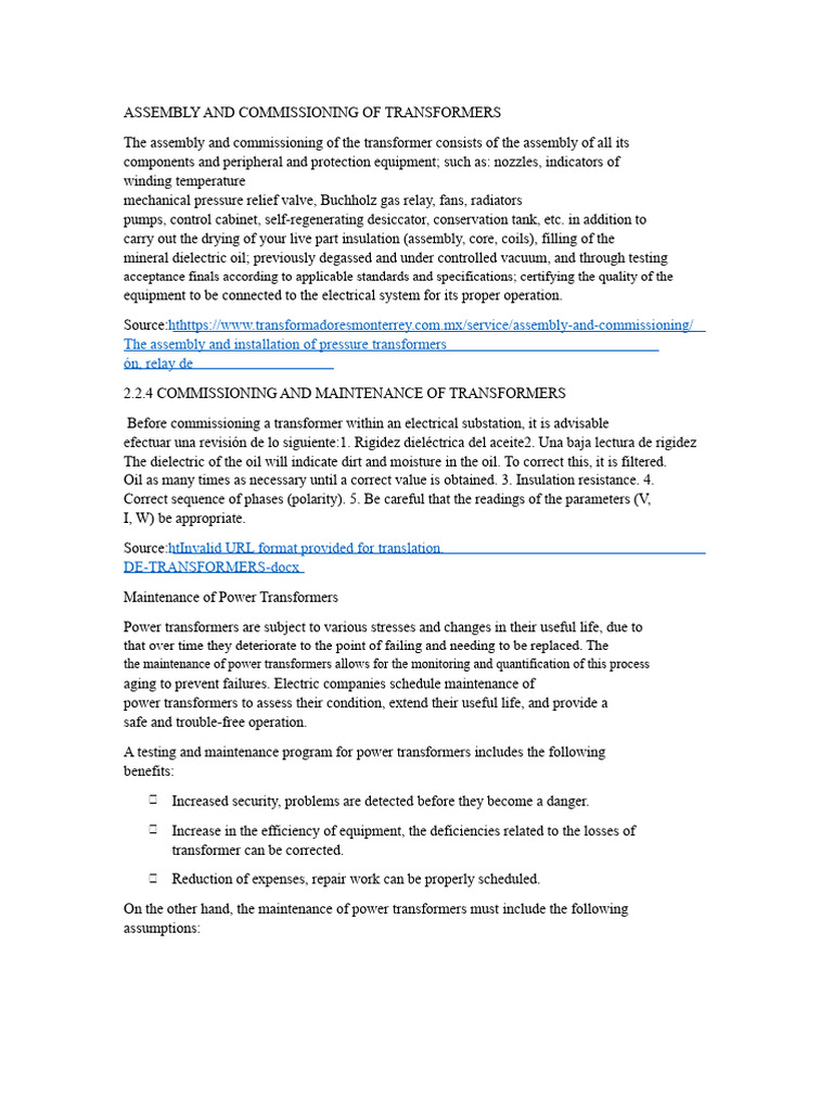 Assembly and Commissioning of Transformers | PDF | Transformer ...