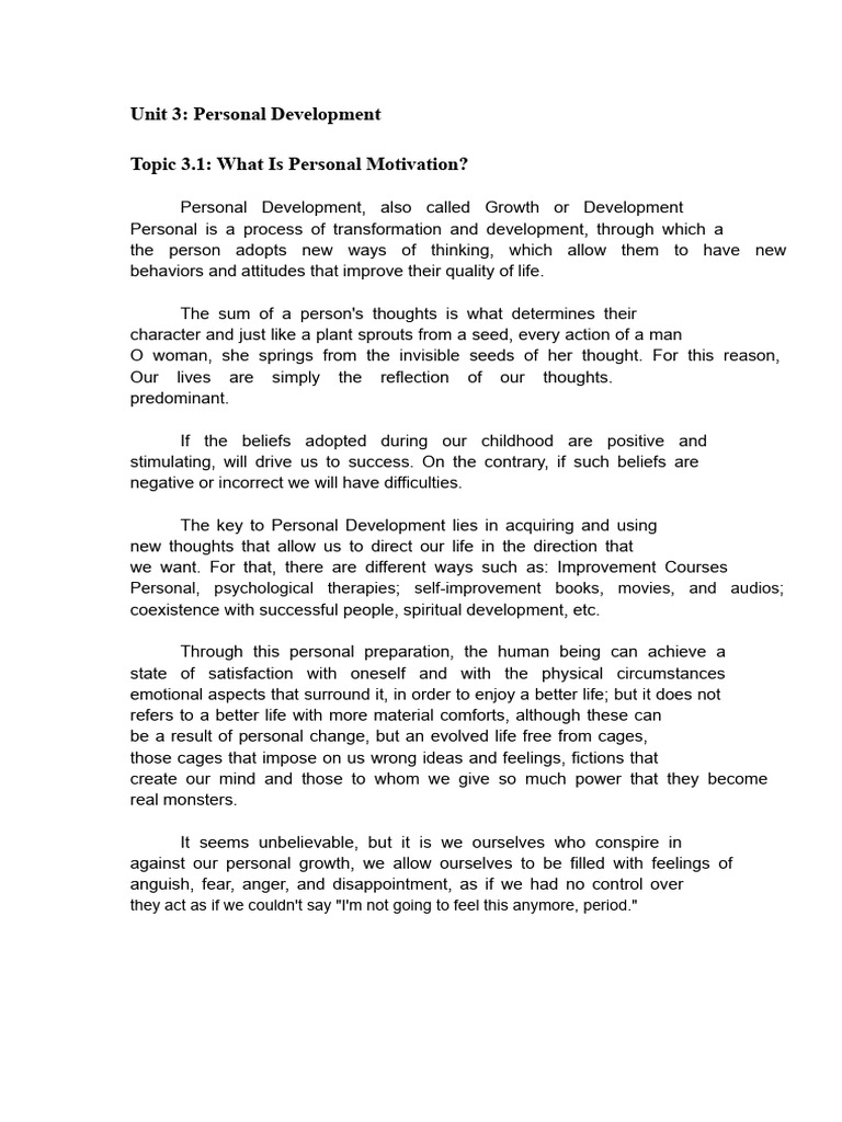 Personal Motivation for Growth | PDF | Thought | Personal Development