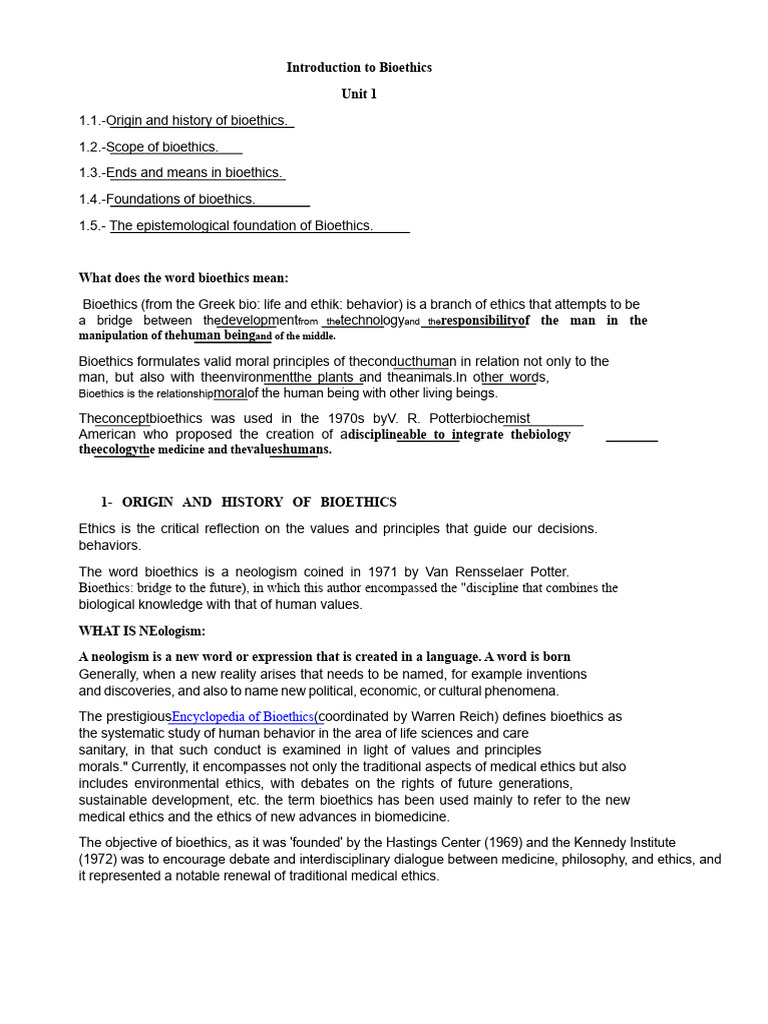 Overview of Bioethics Principles | PDF | Bioethics | Epistemology