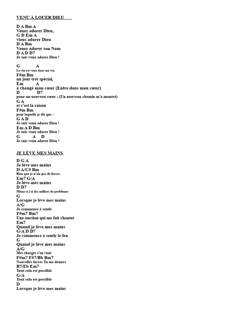 Chansons de Louange et Adoration | PDF
