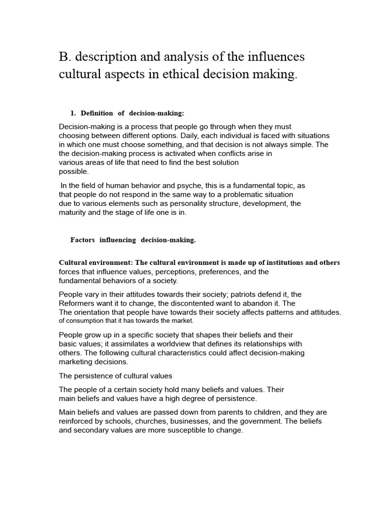 Cultural Influences on Ethical Decision-Making | PDF | Decision Making ...