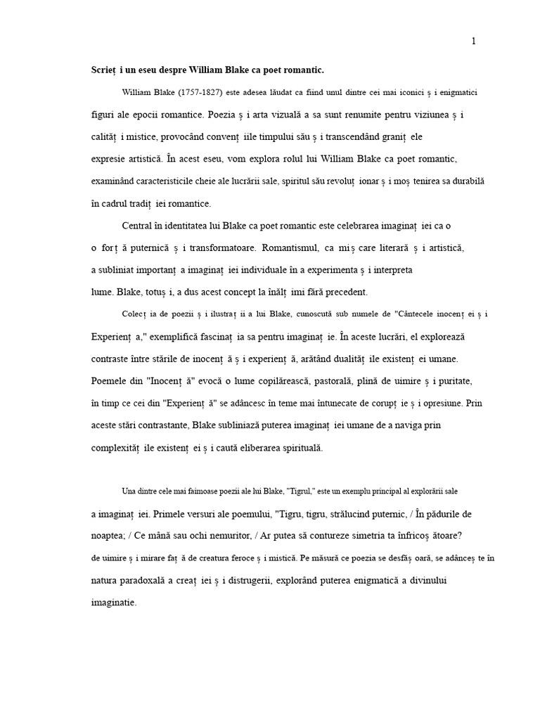 William Blake Ca Poet Romantic | PDF